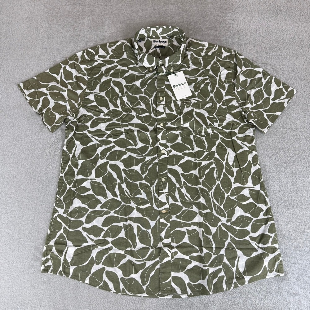 Barbour Spillroad Button-Down Shirt Mens XXL Moss Green Tailored Pocket New NWT